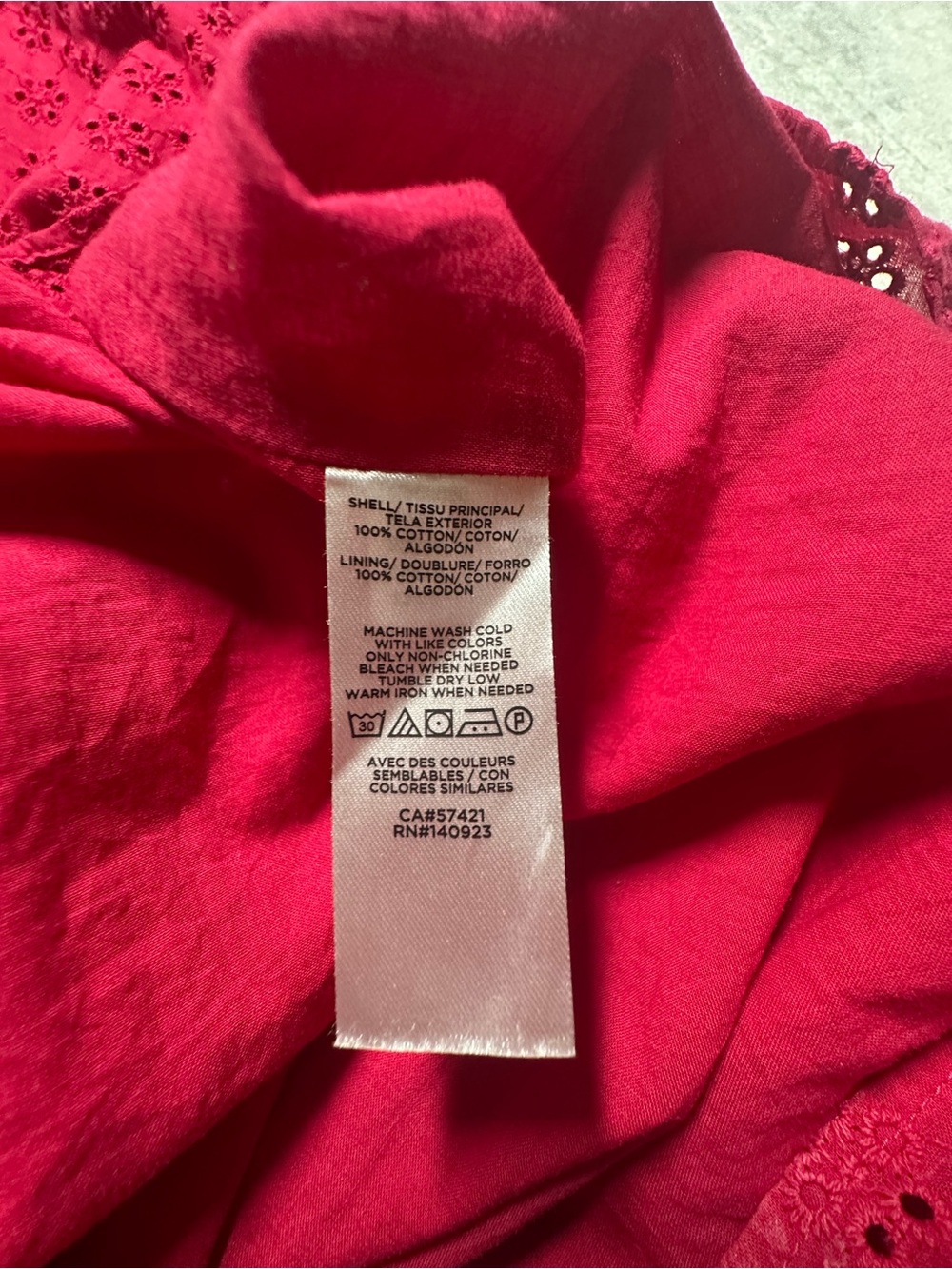 LOFT Raspberry Pink Eyelet Ruffle-Trim Shift cotton Dress - Picture 11 of 11